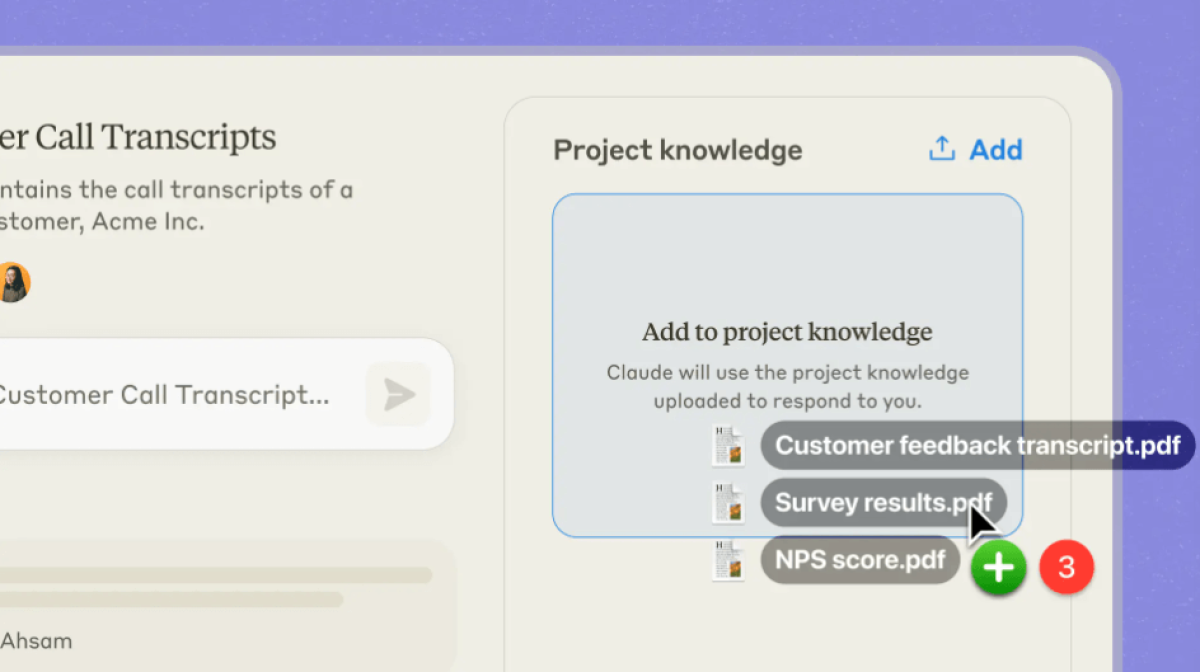 Uploading relevant files to Claude’s Project ( Source: Anthropic)