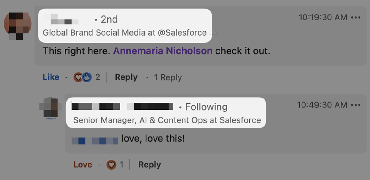 Senior leaders at Salesforce sharing their enthusiasm for our perspective on AI’s role in content creation. 😻